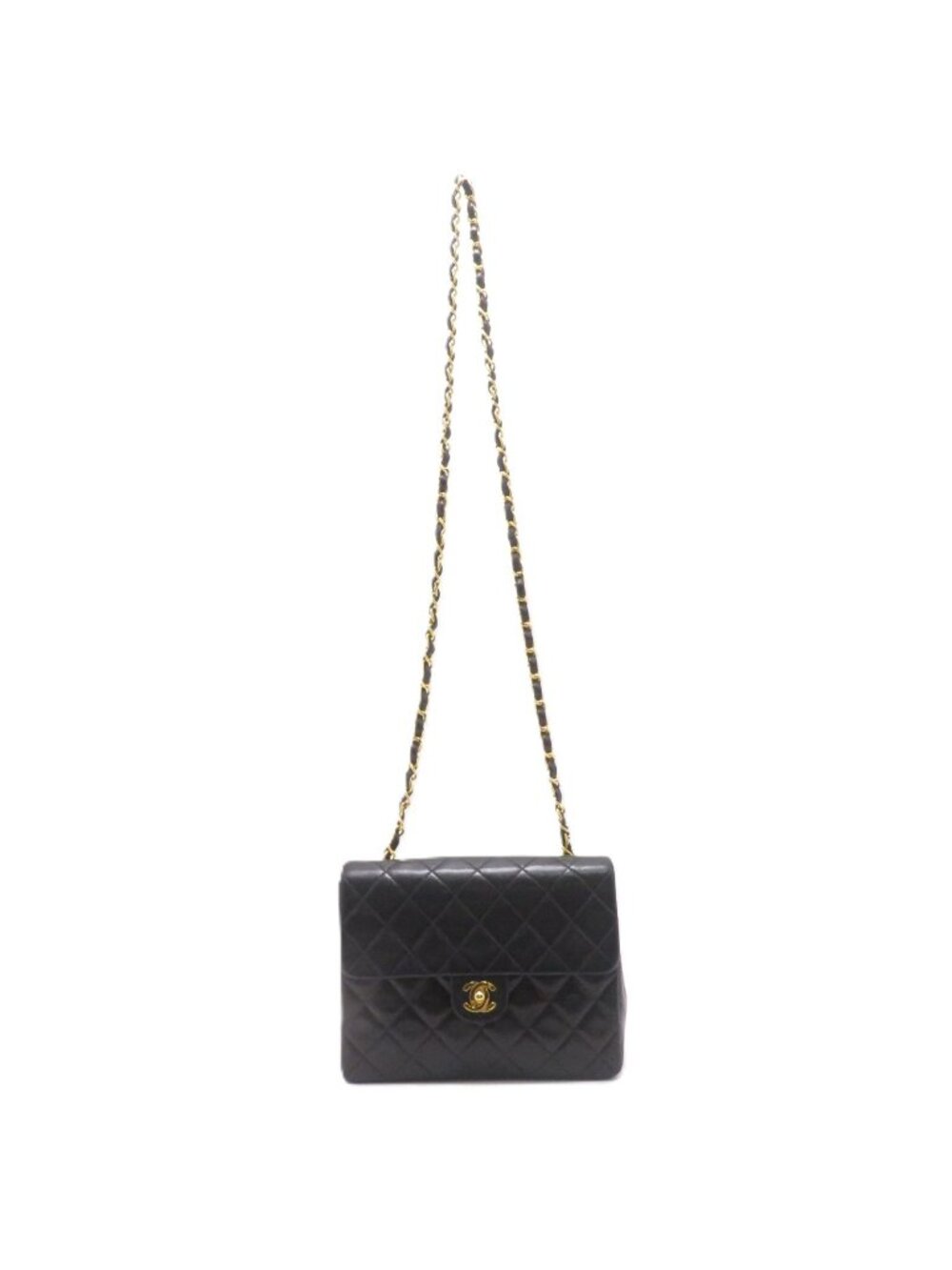 Chanel Mini Quilted 20 Chain Shoulder Bag Black Lambskin